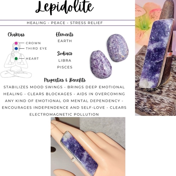 Gorgeous Lepidolite Gemstone Huge Handmade Ring - Picture 4 of 4